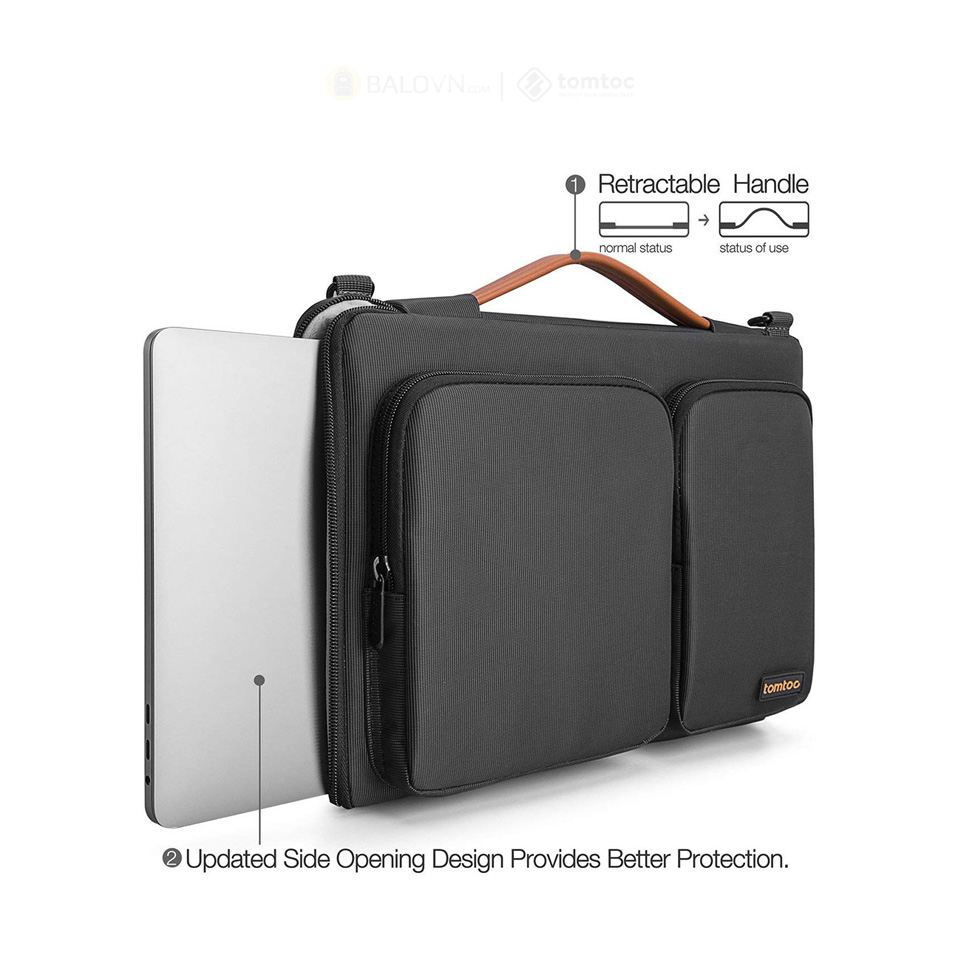 Tomtoc A42-C01 Versatile 360° Shoulder bags Macbook 13/14" Black