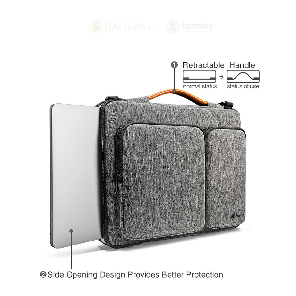 Tomtoc A42-C01 Versatile 360° Shoulder bags Macbook 13/14" Grey