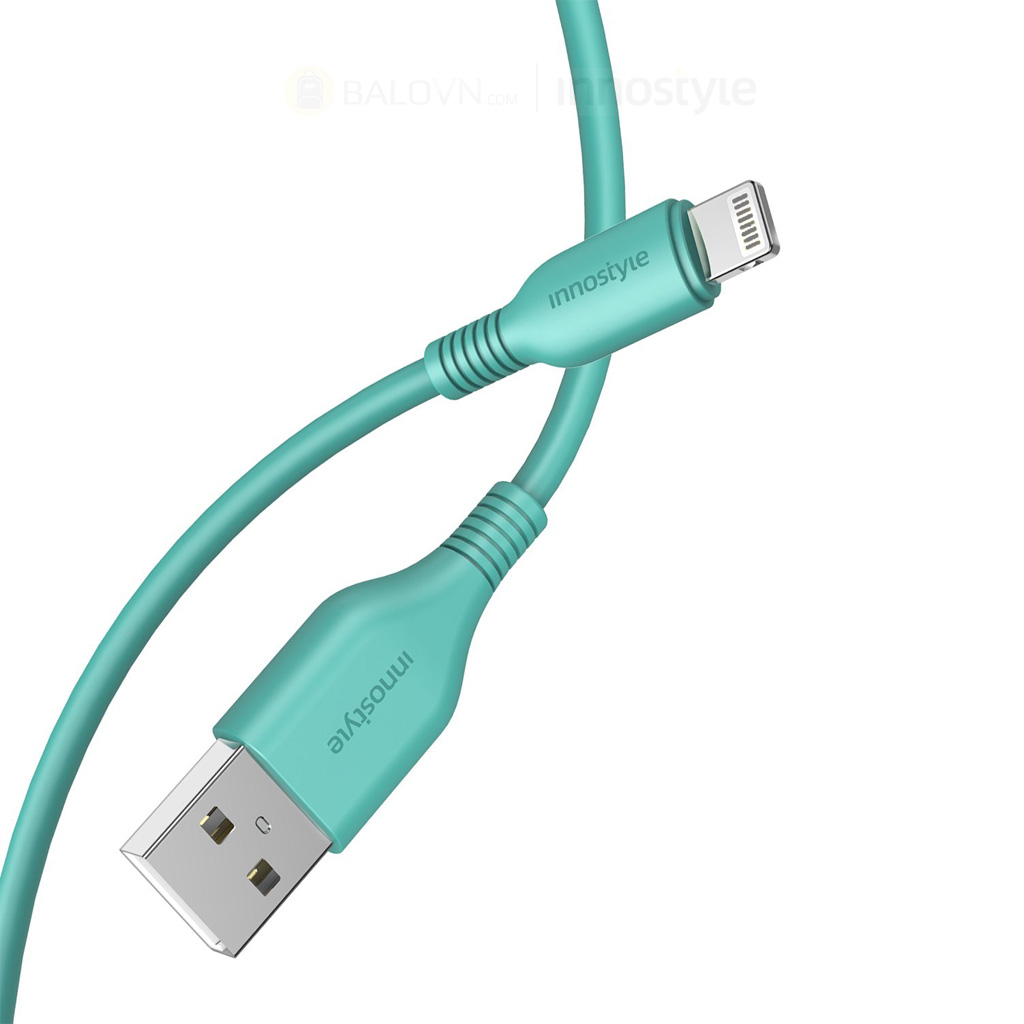 Cáp Innostyle Jazzy USB-A to Lightning MFi 1.5M J_IAL150 - Xanh ngọc