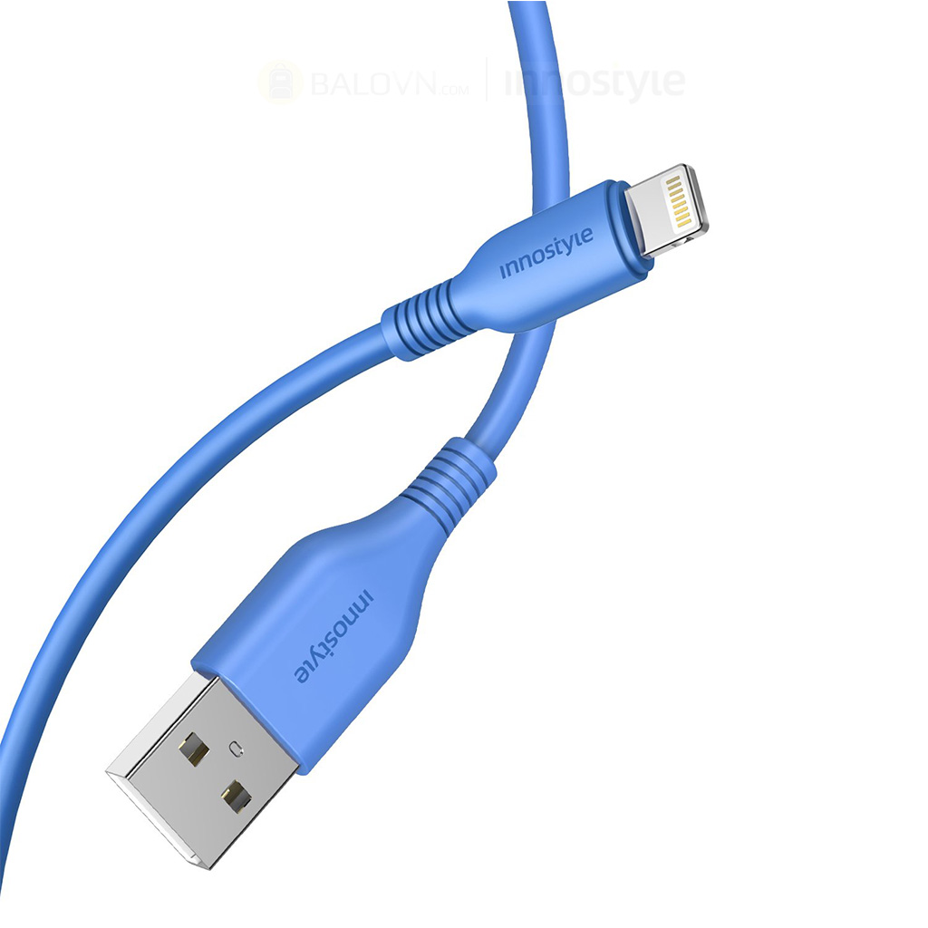 Cáp Innostyle Jazzy USB-A to Lightning MFi 1.5M J_IAL150 - Xanh dương