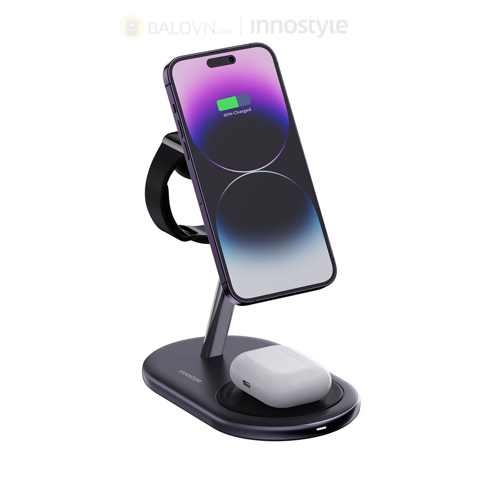 Đế sạc Innostyle Magstation 3-in-1 Dành cho iPhone / Apple Watch / Airpods