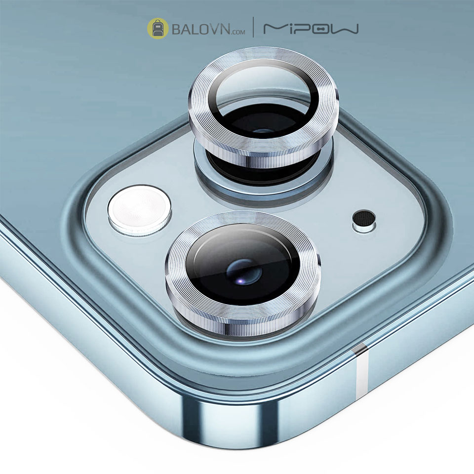 Lens Camera Cho iPhone 14 / 14 Plus Viền Gold Mipow Diamondshield Chống va đập Matallic Titanium Alloy-Blue