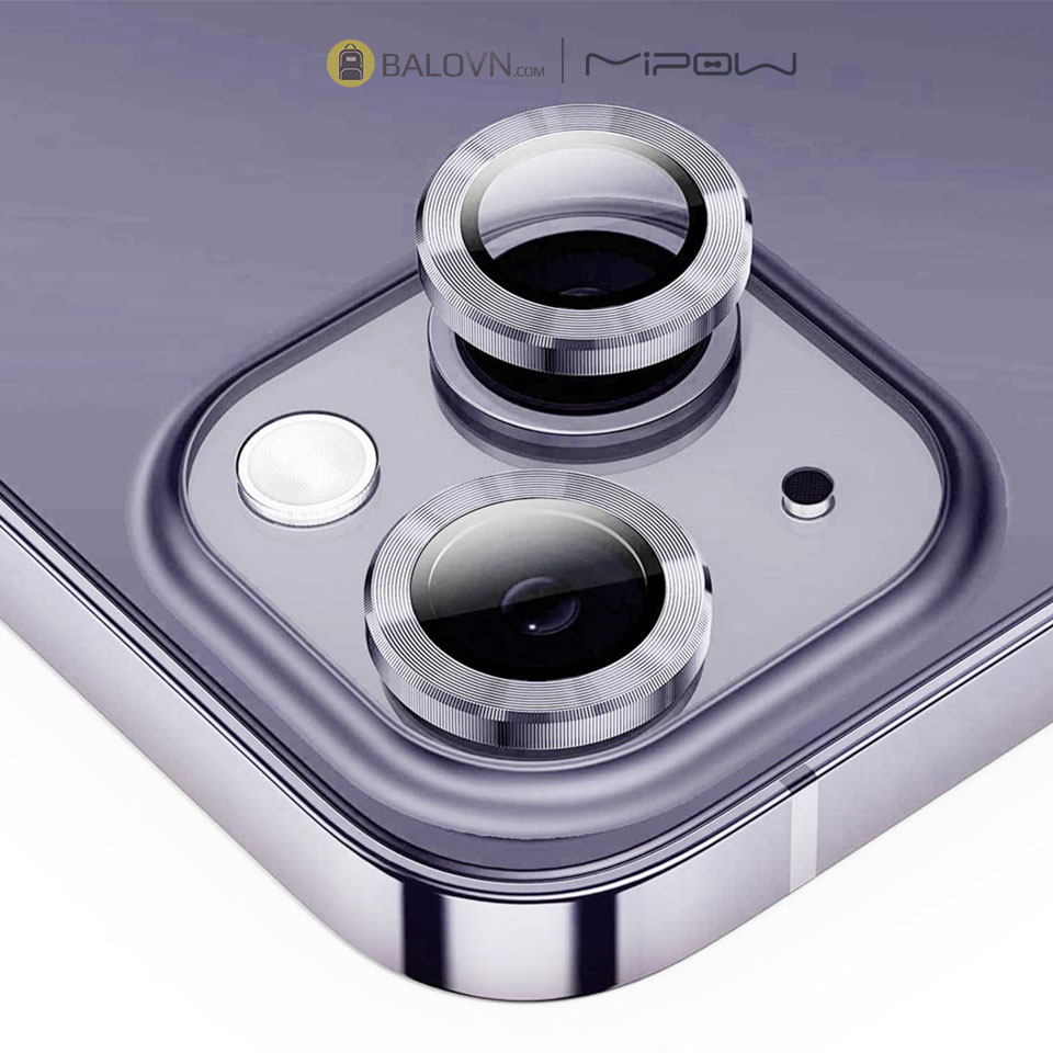 Lens Camera Cho iPhone 14 / 14 Plus Viền Gold Mipow Diamondshield Chống va đập Matallic Titanium Alloy-Purple