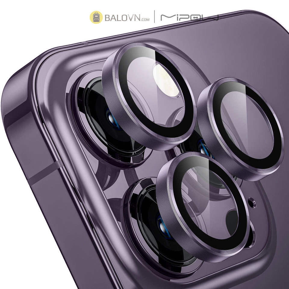 Lens Camera Cho iPhone 14 Pro / 14 ProMax Không Viền Gold Mipow Diamondshield Chống va đập Matallic Titanium Alloy-Purple