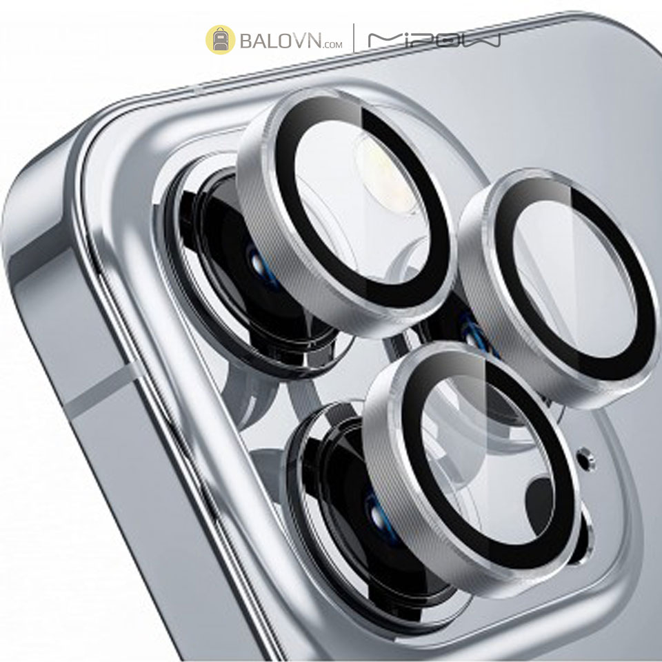 Lens Camera Cho iPhone 14 Pro / 14 ProMax Không Viền Gold Mipow Diamondshield Chống va đập Matallic Titanium Alloy-Silver