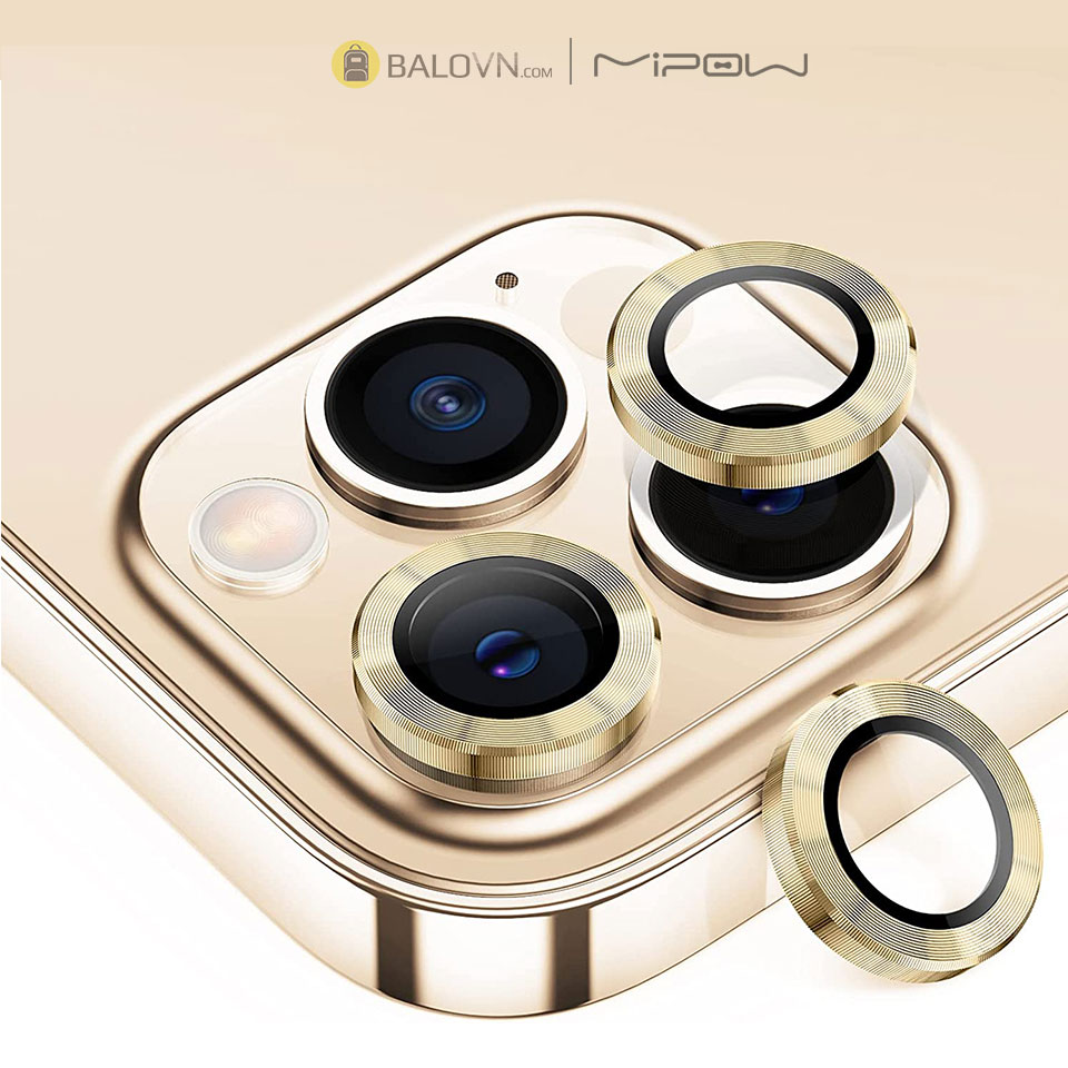 Lens Camera iPhone 14 Pro / 14 ProMax Viền Gold Mipow Diamondshield Chống va đập Matallic Titanium Alloy - Gold