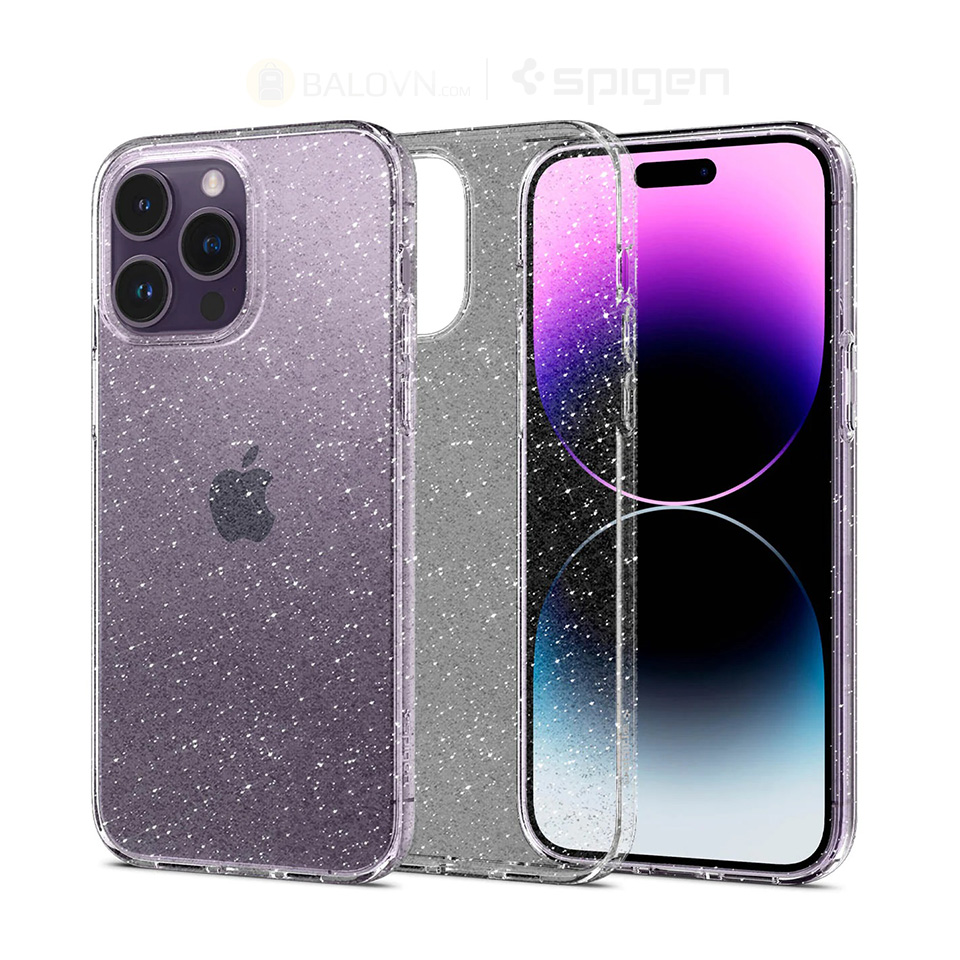 Ốp lưng iPhone 14 ProMax Spigen Liquid Crystal Glitter(dẻo toàn bộ) Clear