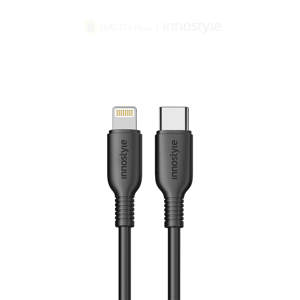 Cáp Innostyle Jazzy USB-C to Lightning 20W/60W 1.2M J-ICL120 - Đen